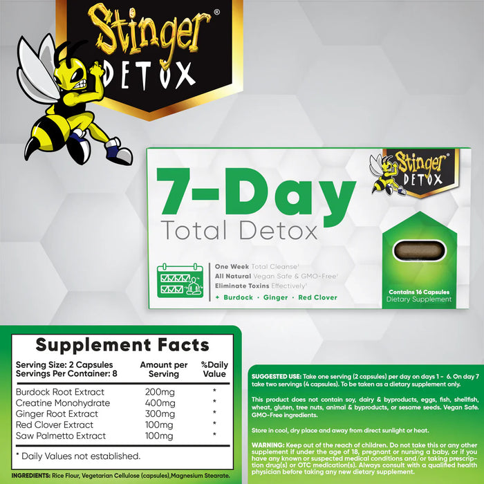 Stinger Detox | 7-Day Total Detox Permanent Cleanser Capsules | Jupiter Grass