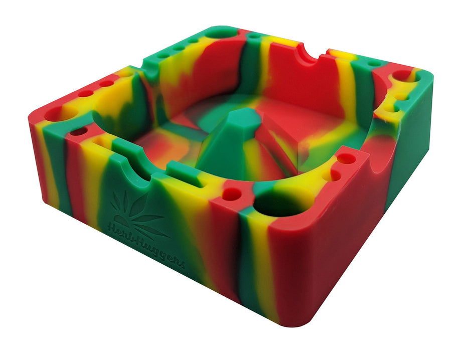 Herbhuggers | Premium Silicone Ashtray Featuring Center Tap Ash and Glassware Clearer with Accessory Organizing Slot Holders | Jupiter Grass