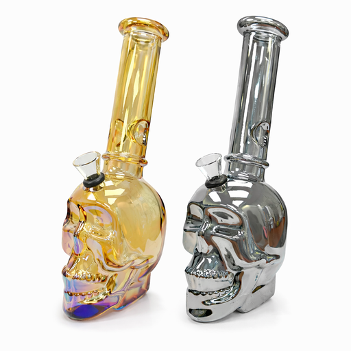 8″ Skull Glass Bong – Metallic Finish [GP2047] | Jupiter Grass