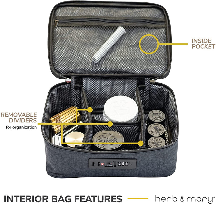 Herb & Mary | Smell Proof Accessories Storage Stash Case w/Integrated Combo Lock (Large) | Jupiter Grass
