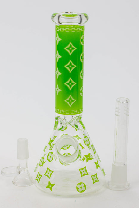 7.5" Luxury Pattern glow in the dark beaker glass water bong | Jupiter Grass