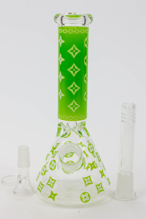 7.5" Luxury Pattern glow in the dark beaker glass water bong | Jupiter Grass