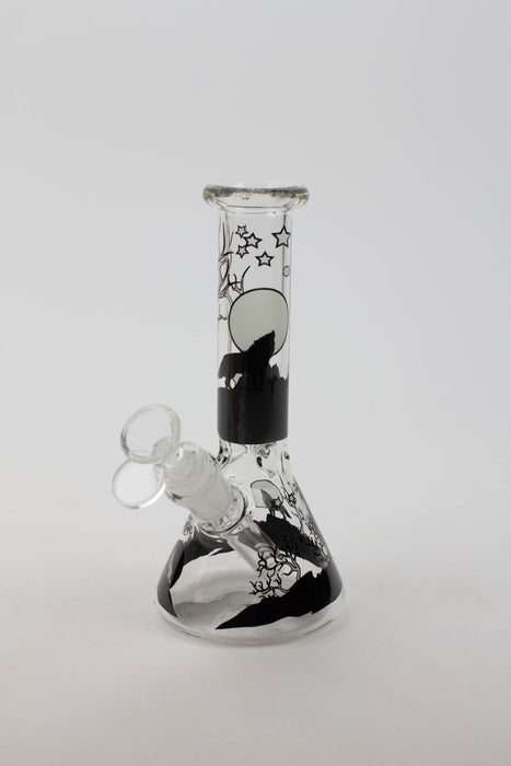 7.5" Luxury Pattern glow in the dark beaker glass water bong | Jupiter Grass