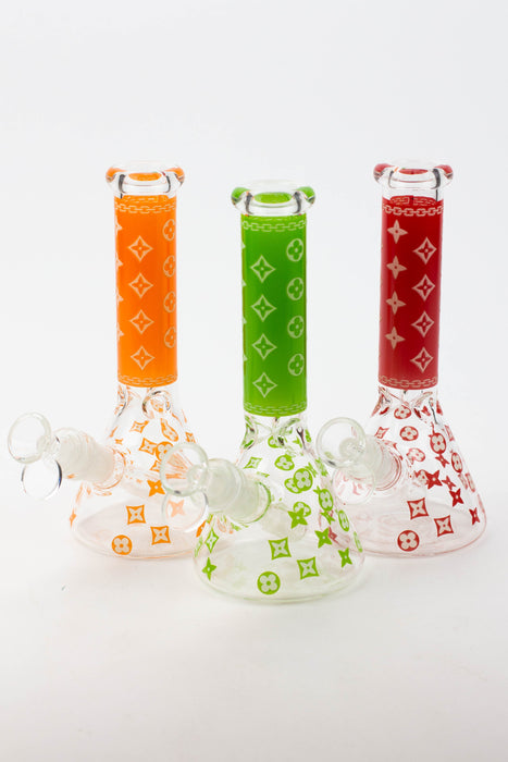 7.5" Luxury Pattern glow in the dark beaker glass water bong | Jupiter Grass