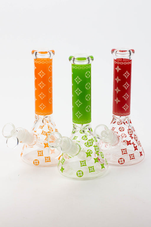7.5" Luxury Pattern glow in the dark beaker glass water bong | Jupiter Grass
