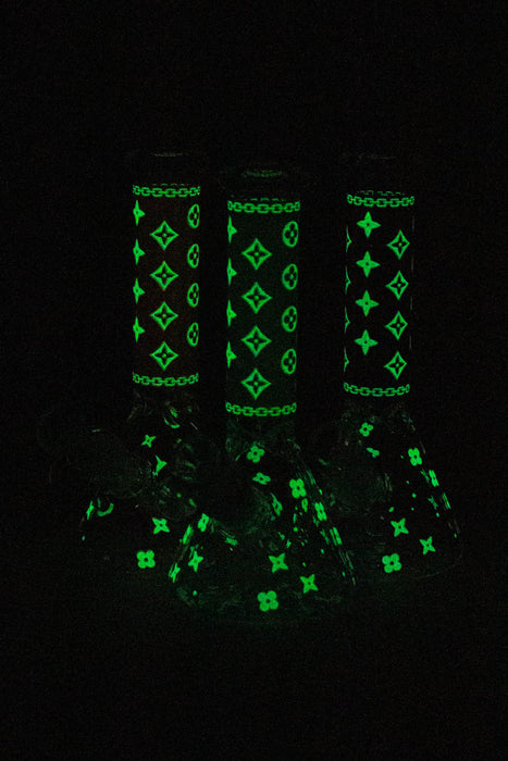 7.5" Luxury Pattern glow in the dark beaker glass water bong | Jupiter Grass