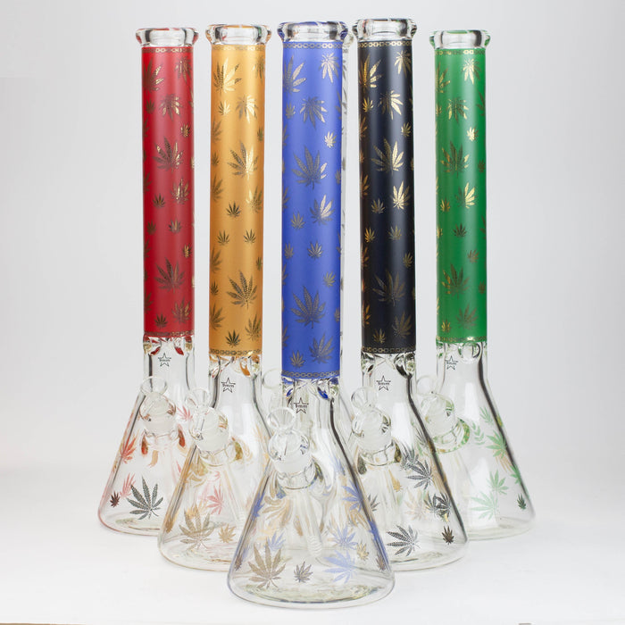 19.5" Gold leaf 9 mm glass water bong | Jupiter Grass