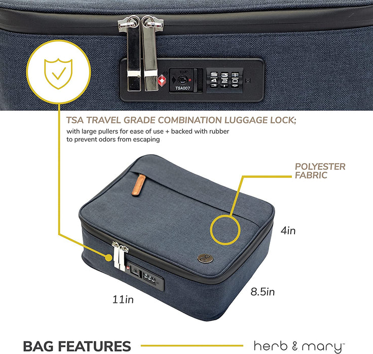 Herb & Mary | Smell Proof Accessories Storage Stash Case w/Integrated Combo Lock (Large) | Jupiter Grass
