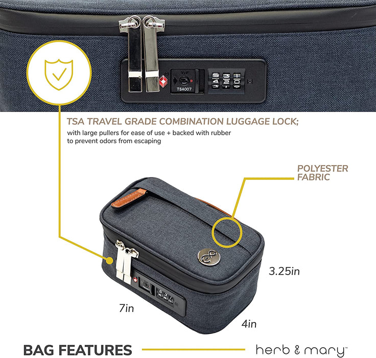 Herb & Mary | Smell Proof Accessories Storage Stash Case w/Integrated Combo Lock (Small) | Jupiter Grass