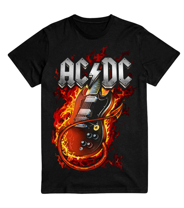 AC/DC | "Fire Flames Guitar" Men's T-Shirt Black - Officially Licensed | Jupiter Grass