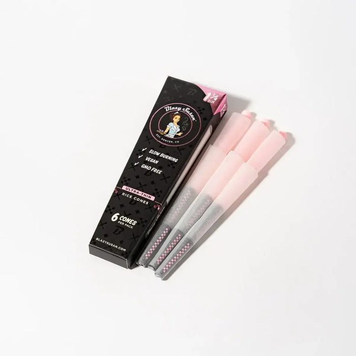 Blazy Susan | Ultra Thin Rice Pre-Rolled Cones – 1 ¼ Size (6 Count Pack) | Jupiter Grass