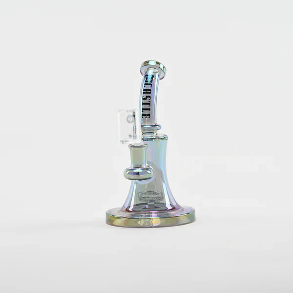 Castle Glassworks | 8.5" Bell Dab Rig – 7mm Thick Electroplated Glass (14mm Female) | Jupiter Grass
