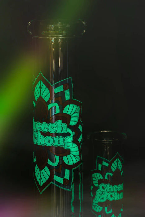 Cheech & Chong® Glass | 15" 7mm Thick Mandala Glow-in-the-Dark Water Pipe