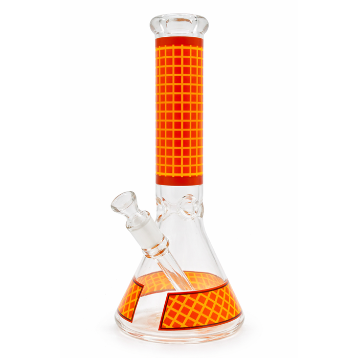 Infyniti | 14" Orange Check beaker 7 mm glass bong