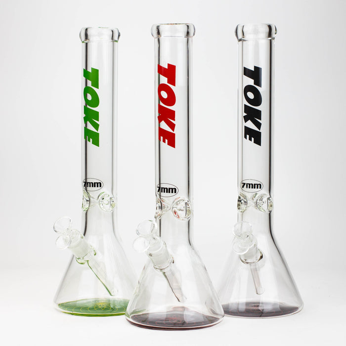 16" TOKE 7 mm glass water beaker bong | Jupiter Grass