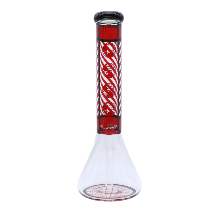 Infyniti | 14" 7mm Stripe Design Glass Beaker Bong Assorted Colors