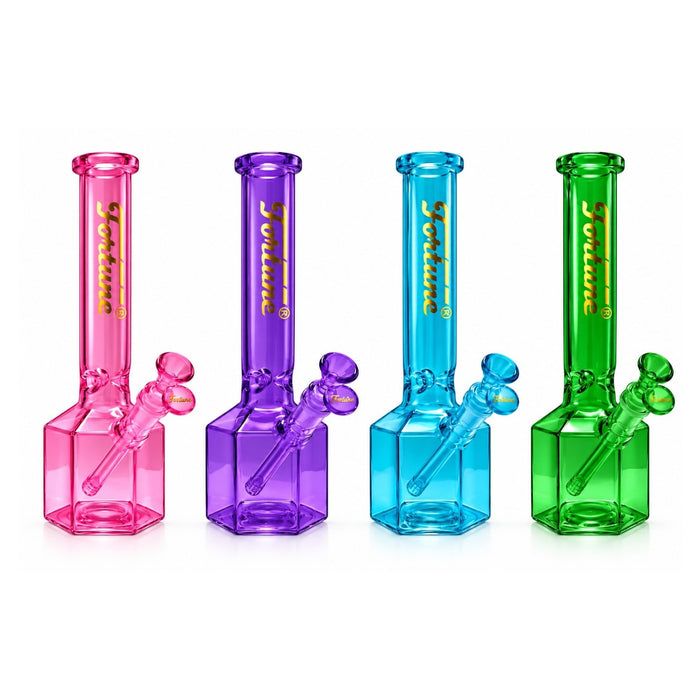 Fortune | 12" Full Color Hex Base Glass Water Pipe 5mm