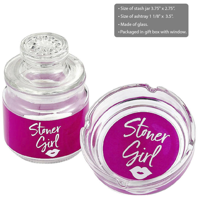 ASHTRAY AND STASH JAR SET - PINK STONER GIRL DESIGN | Jupiter Grass