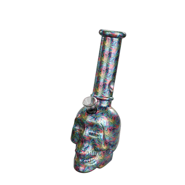 8" Skull Printing Glass Bong