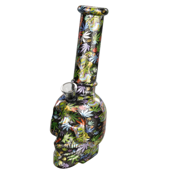 8" Skull Printing Glass Bong