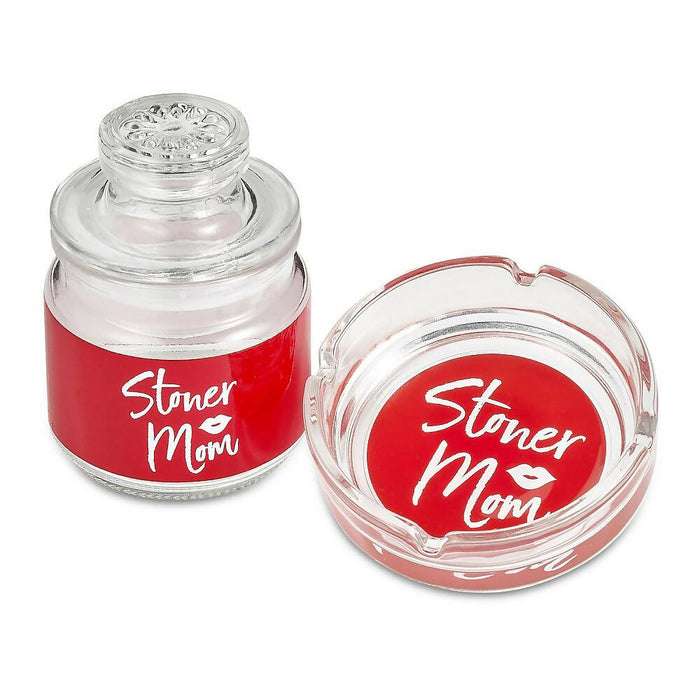 ASHTRAY AND STASH JAR SET - RED STONER MOM DESIGN | Jupiter Grass