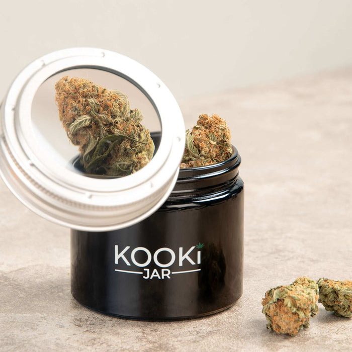 The Compact | Small Glass Stash Jar with 5x Magnifying Lid | Jupiter Grass