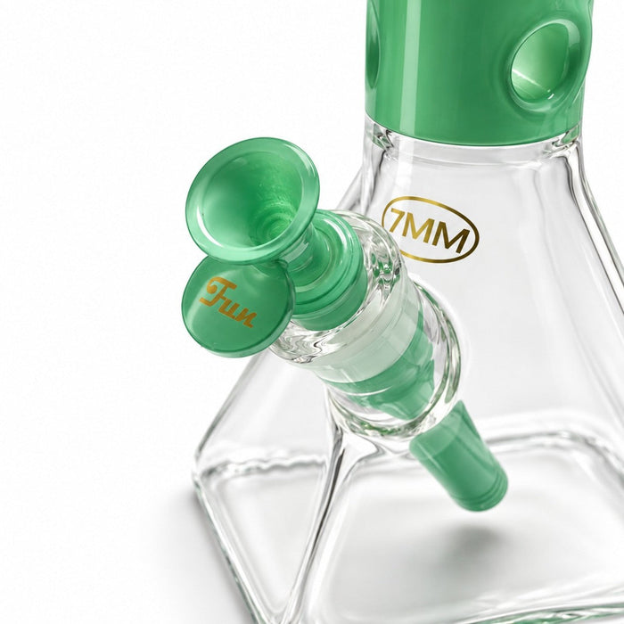 Fortune 18" 7mm Square Base Glass Water Pipe 50mm Neck