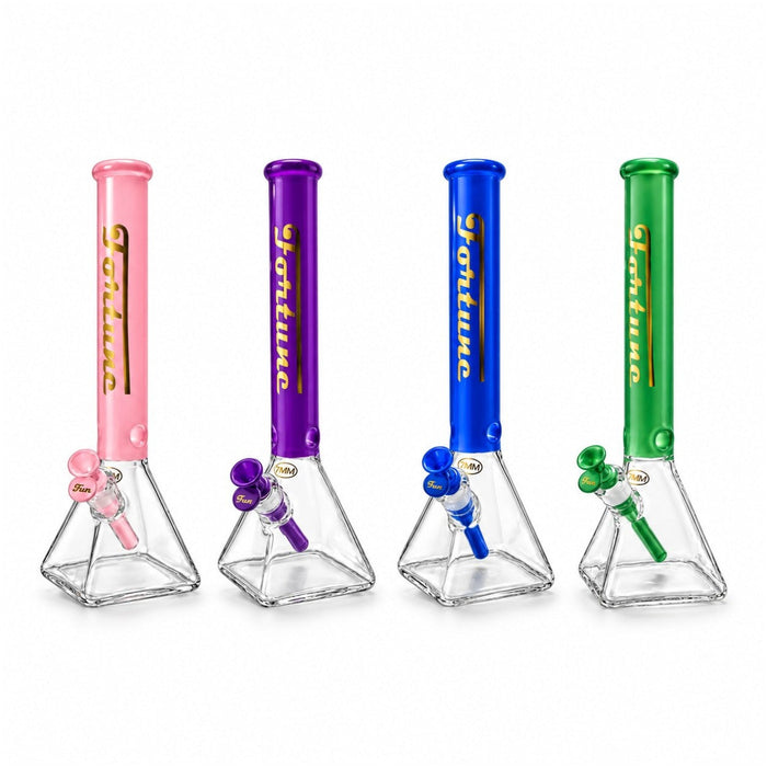 Fortune 18" 7mm Square Base Glass Water Pipe 50mm Neck