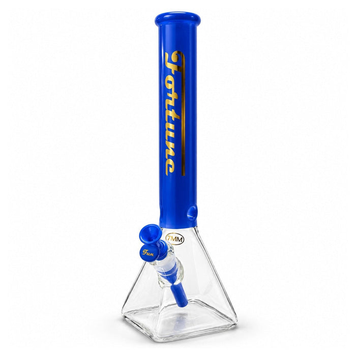 Fortune 18" 7mm Square Base Glass Water Pipe 50mm Neck