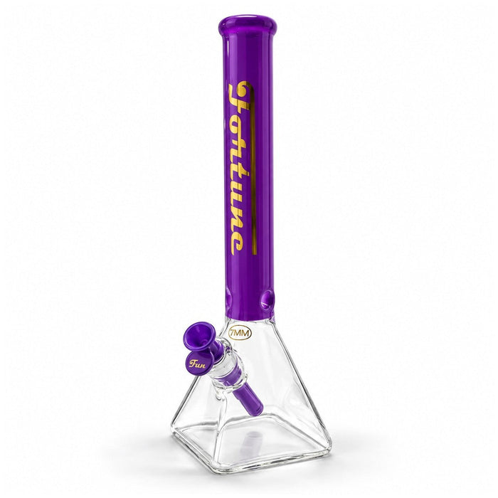 Fortune 18" 7mm Square Base Glass Water Pipe 50mm Neck