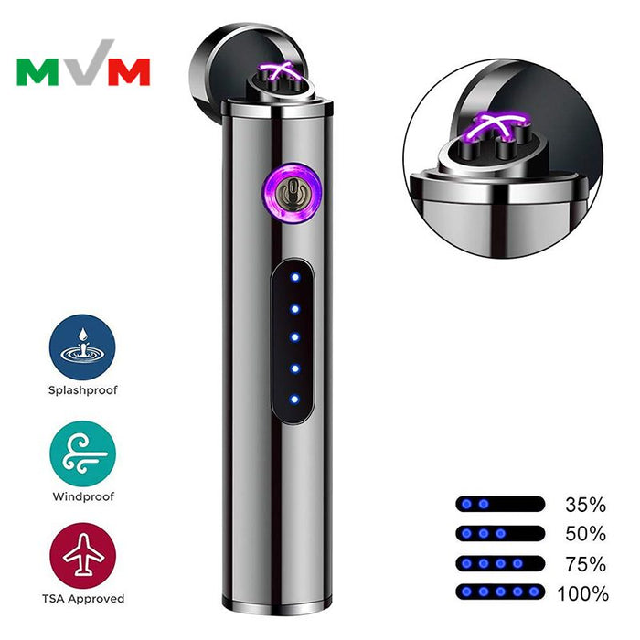 Portable Electronic Lighter USB Arc pipe Lighter with LED Button and Battery Indicator [MLT233] | Jupiter Grass