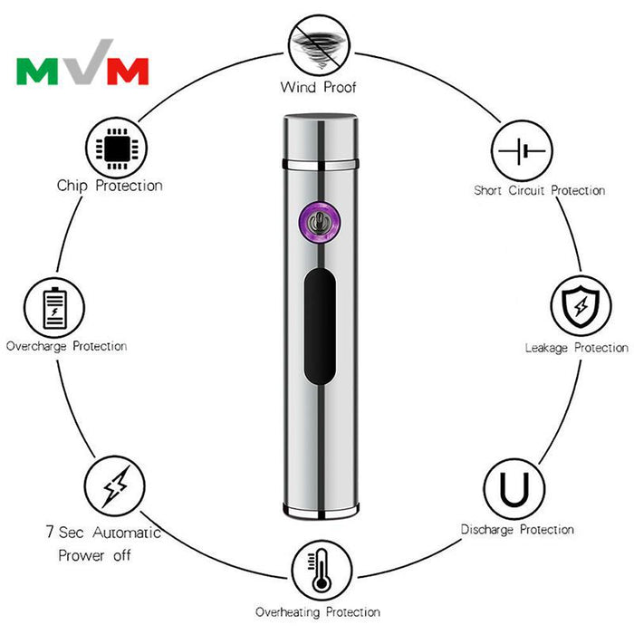 Portable Electronic Lighter USB Arc pipe Lighter with LED Button and Battery Indicator [MLT233] | Jupiter Grass