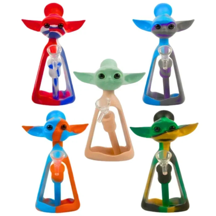 Alien Character Silicone and Glass Water Pipe Bong