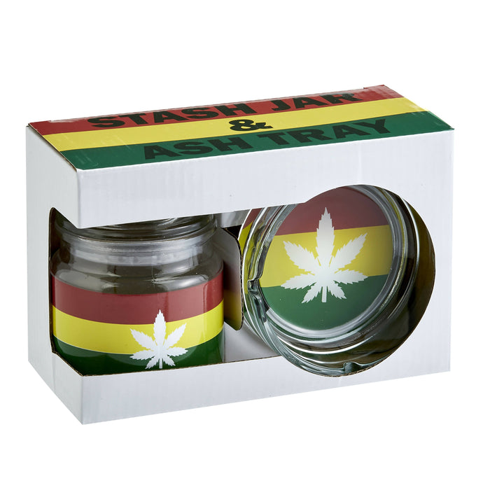 Ashtray set with Stash jar - LEAF DESIGN | Jupiter Grass