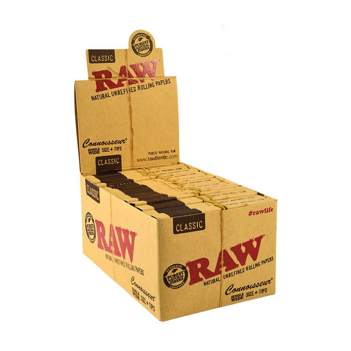 RAW | Classic Connoisseur Single wide Rolling Paper w/Tips | Jupiter Grass