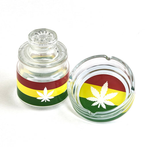 Ashtray set with Stash jar - LEAF DESIGN | Jupiter Grass