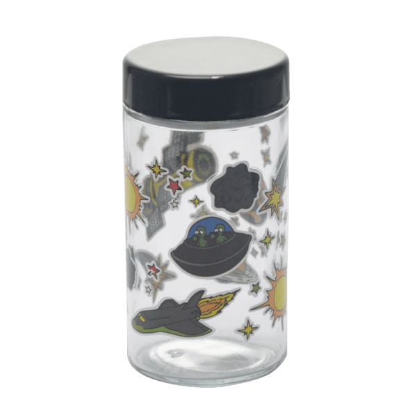 180ml Glass Storage Jar with Sticker Design – Compact & Stylish [SMKZ-145] | Jupiter Grass