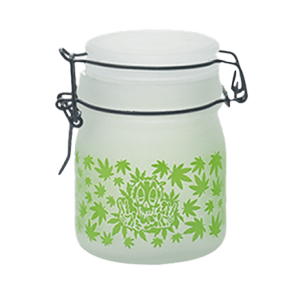 Green Leaf Glass Storage Jar-Multiple Sizes Available [SMKZ-144] | Jupiter Grass