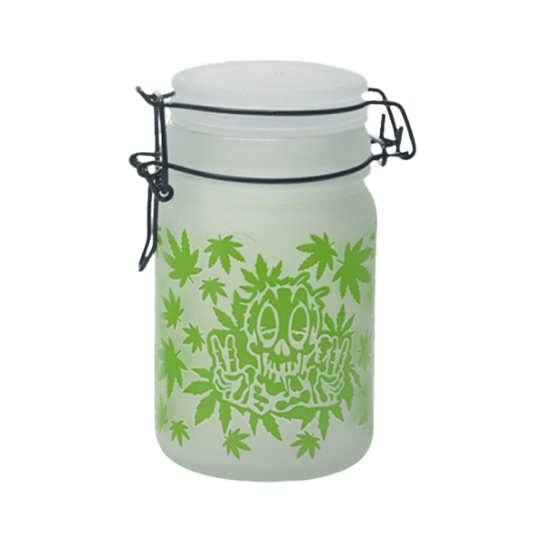 Green Leaf Glass Storage Jar-Multiple Sizes Available [SMKZ-144] | Jupiter Grass