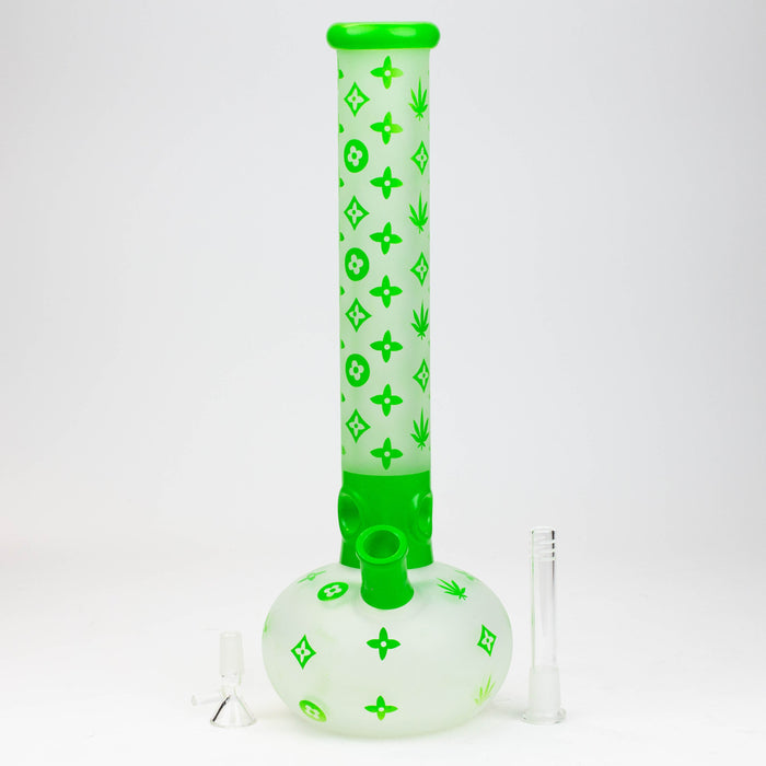 15.5" LX pattern 7 mm frosted glass water bong [AK-K3] | Jupiter Grass