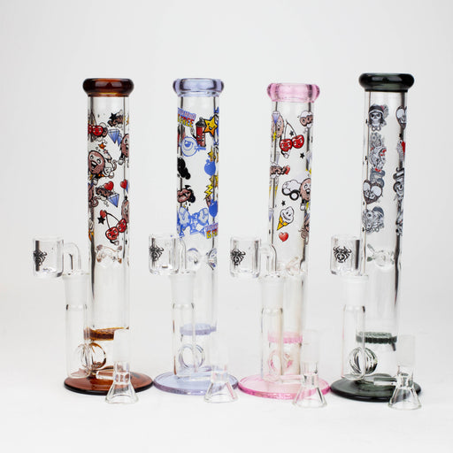 9.5" XTREME 2-1n-1 straight tube glass Bong with honeycomb diffuser [XTR300] | Jupiter Grass