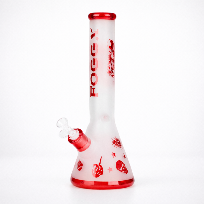 FOGGX | 14" Sandblasted Frosted Small Skull Beaker Glass Water Pipe – 7mm Thick [FT1649ATS] | Jupiter Grass