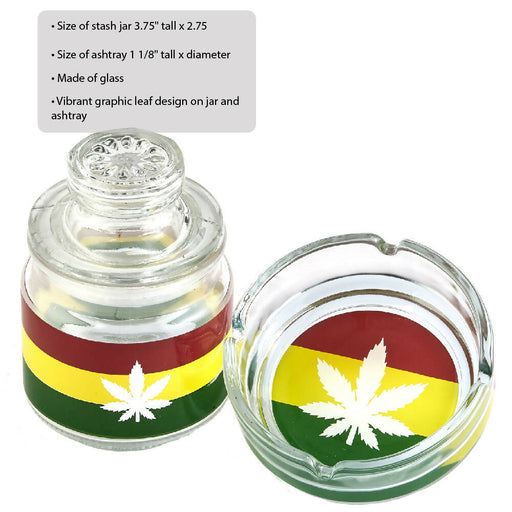 Ashtray set with Stash jar - LEAF DESIGN | Jupiter Grass