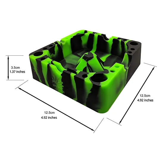 Herbhuggers | Premium Silicone Ashtray Featuring Center Tap Ash and Glassware Clearer with Accessory Organizing Slot Holders | Jupiter Grass