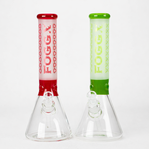 FOGGX | 14" Sandblasted Beaker Glass Water Pipe – 7mm Thick [FT321] | Jupiter Grass