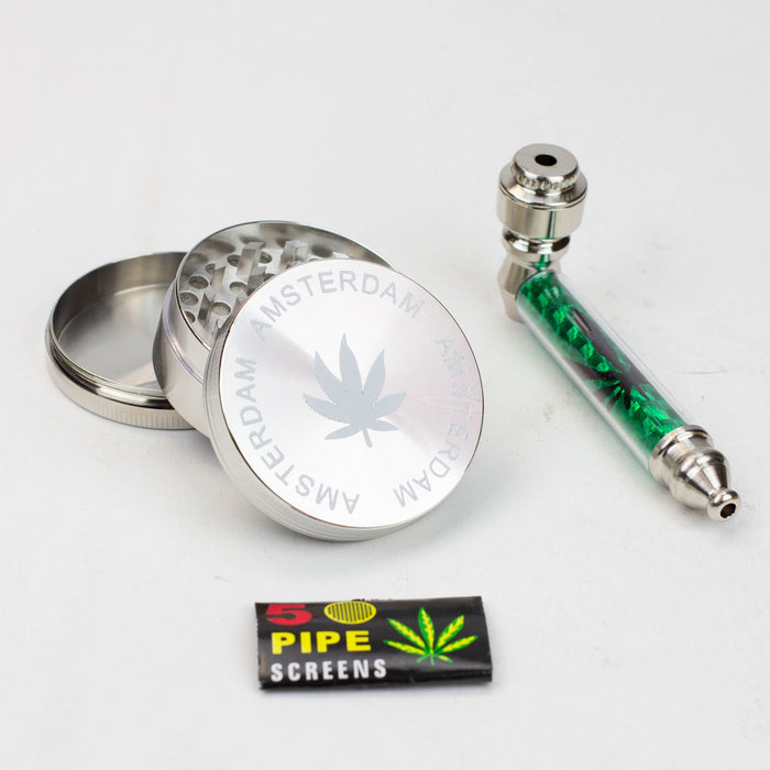Metal Pipe, Grinder and screen gift set [AK22xx] | Jupiter Grass