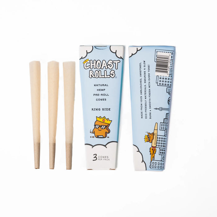 Choast Rolls | 3 Pack King Size Hemp Cones- 24 Packs Per Box | Made in France | Jupiter Grass