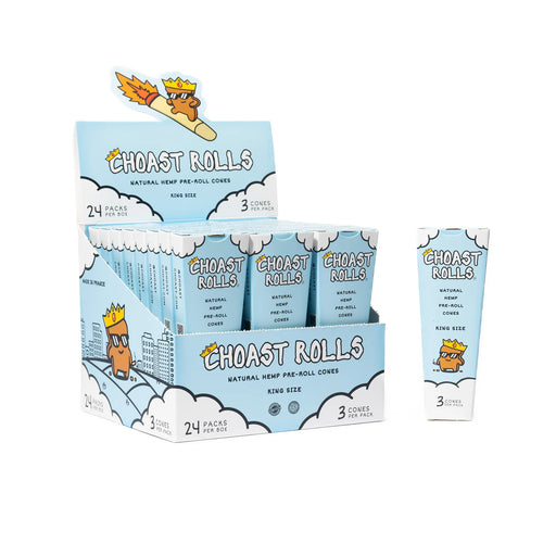 Choast Rolls | 3 Pack King Size Hemp Cones- 24 Packs Per Box | Made in France | Jupiter Grass