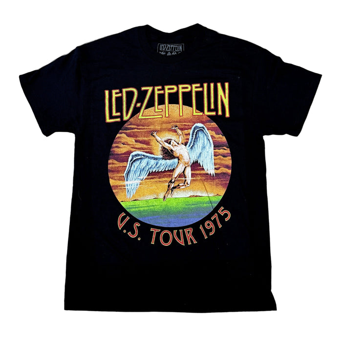 Led Zeppelin | "Swan 77 Distressed" Men's T-Shirt Black - Officially Licensed | Jupiter Grass