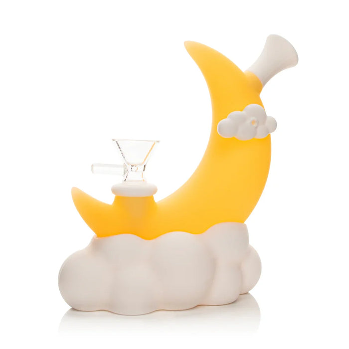 LIT® Silicone | 6.5" Glow-In-The-Dark Moon Water Pipe